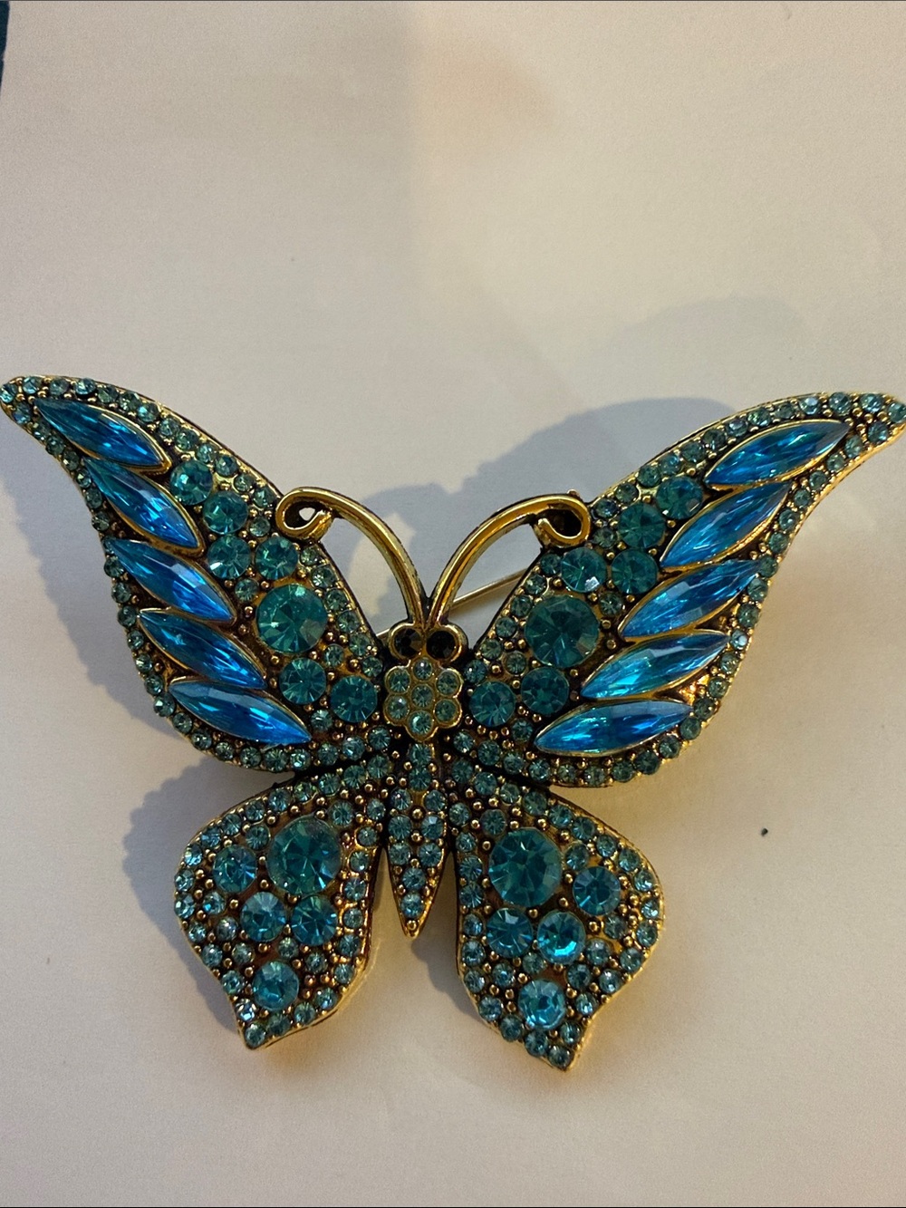 Blue Crystal Butterfly Brooch - Women Jewelry